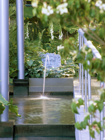 Water Feature: Stepped Canal With Classical Triton Mask Water Spout by Clive Nichols Pricing Limited Edition Print image