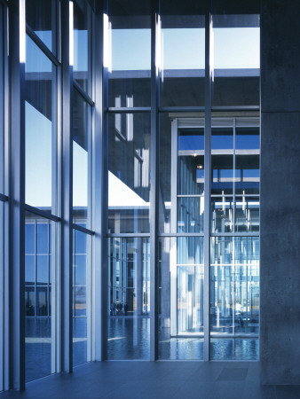 The Museum Of Modern Art, Fort Worth, Texas, 2002, Interior With Glass Walls, Architect: Tadao Ando by John Edward Linden Pricing Limited Edition Print image