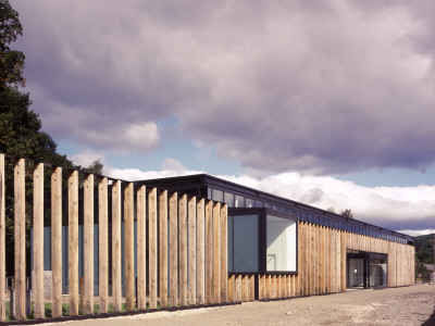 Gateway Orientation Centre, Loch Lomond, Scotland, South Elevation With Oak Screen Wall by Keith Hunter Pricing Limited Edition Print image