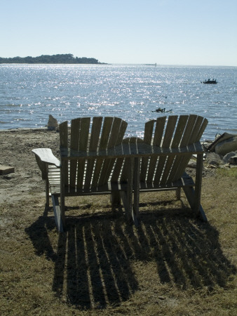 Two Adirondack Chairs Looking At View At Cedar Key, Florida by Natalie Tepper Pricing Limited Edition Print image
