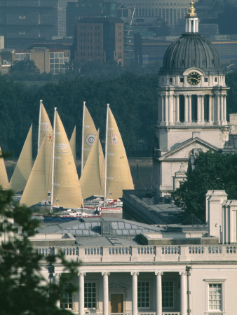 Queen's House And Greenwich Hospital, London, Yacht Race In The Background by Richard Turpin Pricing Limited Edition Print image