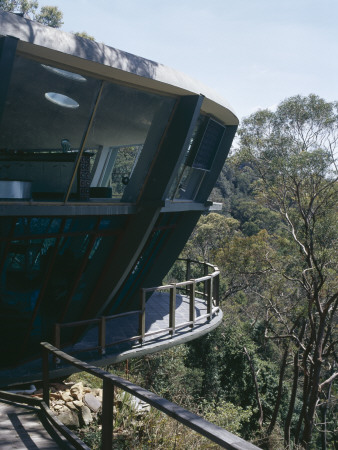Spaceship House, Near Sydney, New South Wales, 1963, Approach To The House With Balcony by Richard Powers Pricing Limited Edition Print image
