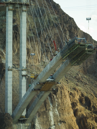 Construction Workers On The Arizona Side Of The New Hoover Dam Bridge by Richard Williamson Pricing Limited Edition Print image