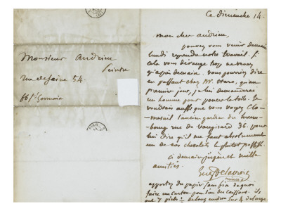 Lettre Autographe Signée À Piierre Andrieu Ce Dimanche 14 Mars 1852 by Eugene Delacroix Pricing Limited Edition Print image