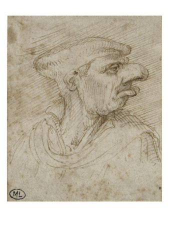 Caricature D'un Homme En Buste, Poitrine De Face by Léonard De Vinci Pricing Limited Edition Print image