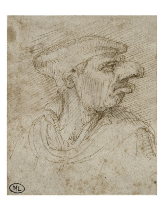 Caricature D'un Homme En Buste, Poitrine De Face by Leonard De Vinci Pricing Limited Edition Print image
