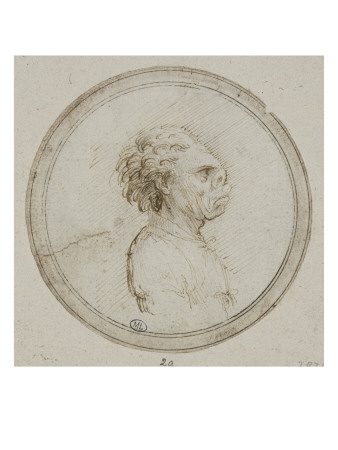 Homme Au Nez Écrasé Les Lèvres Avançant by Léonard De Vinci Pricing Limited Edition Print image