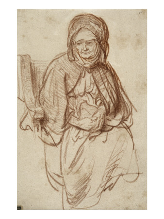Vieille Femme Assise Dans Un Fauteuil, Les Mains Croisées by Rembrandt Van Rijn Pricing Limited Edition Print image