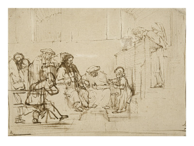 Jésus Âgé De Douze Ans S'entretenant Avec Les Docteurs De La Loi Divine by Rembrandt Van Rijn Pricing Limited Edition Print image