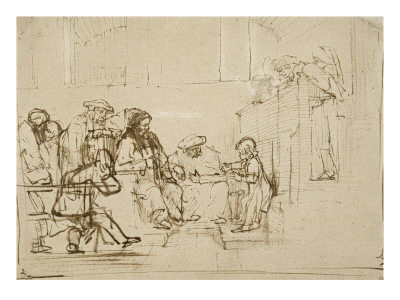 Jesus Age De Douze Ans S'entretenant Avec Les Docteurs De La Loi Divine by Rembrandt Van Rijn Pricing Limited Edition Print image