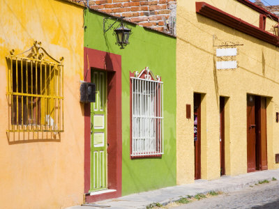 Colorful Houses Along Street, San Miguel De Allende, Guanajuato State, Mexico by Julie Eggers Pricing Limited Edition Print image
