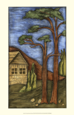 Wood-Carved Trees I by Jennifer Goldberger Pricing Limited Edition Print image