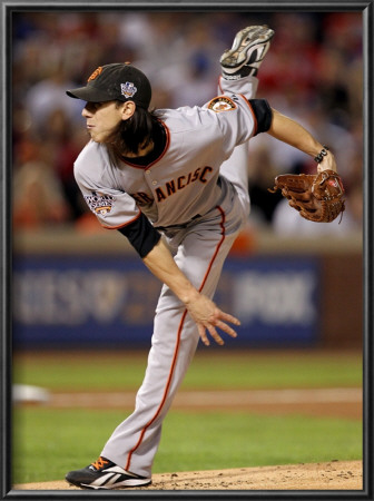 Texas Rangers V. San Francisco Giants, Game 5:  Starting Pitcher Tim Lincecum by Ronald Martinez Pricing Limited Edition Print image