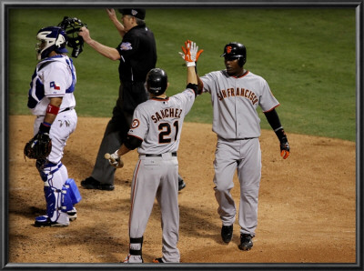 San Francisco Giants V Texas Rangers, Game 4: Edgar Renteria,Freddy Sanchez by Ronald Martinez Pricing Limited Edition Print image