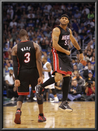 Miami Heat V Orlando Magic: Eddie House And Dwyane Wade by Mike Ehrmann Pricing Limited Edition Print image