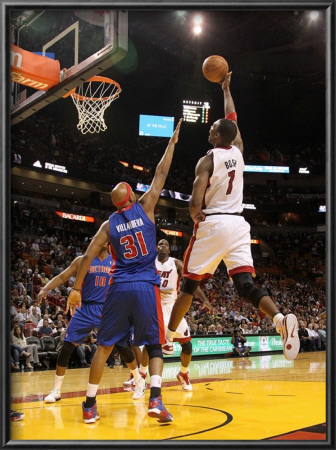 Detroit Pistons V Miami Heat: Chris Bosh And Charlie Villanueva by Mike Ehrmann Pricing Limited Edition Print image