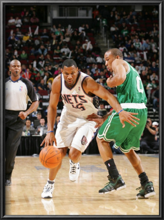 Boston Celtics V New Jersey Nets: Stephen Graham And Avery Bradley by Jeyhoun Allebaugh Pricing Limited Edition Print image