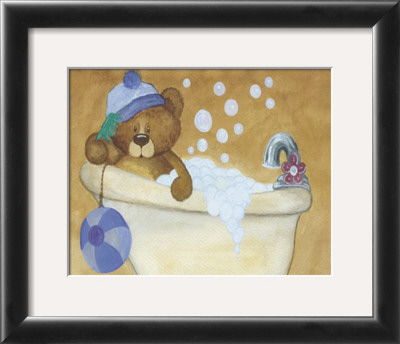 Bear With Blue Hat In Bathtub by Catherine Becquer Pricing Limited Edition Print image