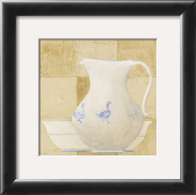 White Pitcher And Bowl With Ducks by Catherine Becquer Pricing Limited Edition Print image