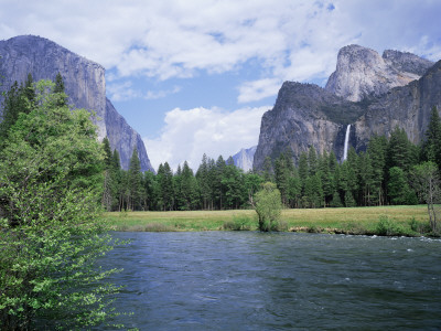 Bridalveil Falls (620 Feet) And The Merced River, Yosemite National Park, California Usa by David Kjaer Pricing Limited Edition Print image