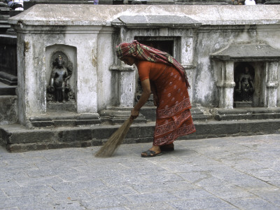 Woman Sweeping, Nepal by Michael Brown Pricing Limited Edition Print image