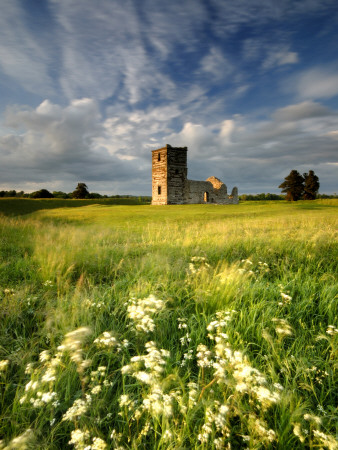 Knowlton Church, Dorset, Uk, With Cloudy Sky, Summer 2007 by Ross Hoddinott Pricing Limited Edition Print image