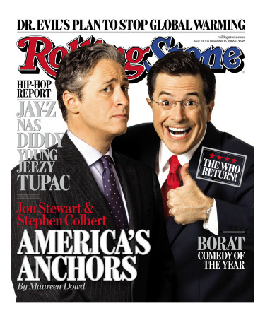 Jon Stewart And Stephen Colbert, Rolling Stone No. 1013, November 2006 by Robert Trachtenberg Pricing Limited Edition Print image