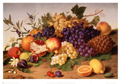 Still Life Of Grapes, Pineapple, Figs by Adolf Senff Pricing Limited Edition Print image