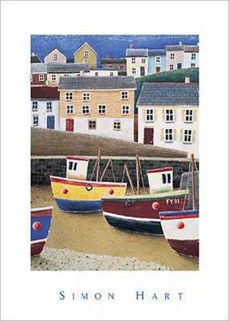 Bright Boats At Mevagissey by Simon Hart Pricing Limited Edition Print image