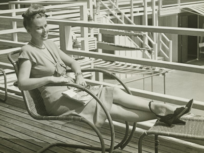 Elegant Woman Basking On Terrace by George Marks Pricing Limited Edition Print image