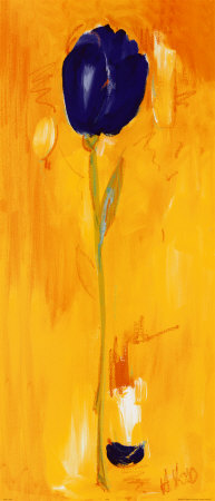Blue Tulip On Yellow by Heinz Kirchner Pricing Limited Edition Print image