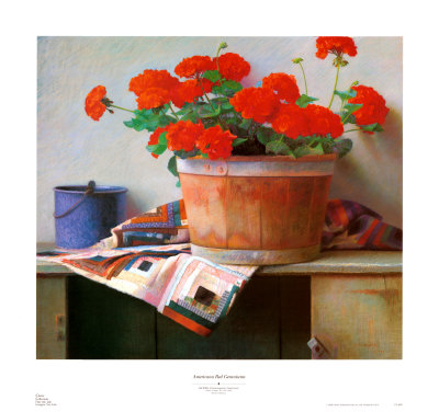 Americana Red Geraniums by Sidney F. Willis Pricing Limited Edition Print image