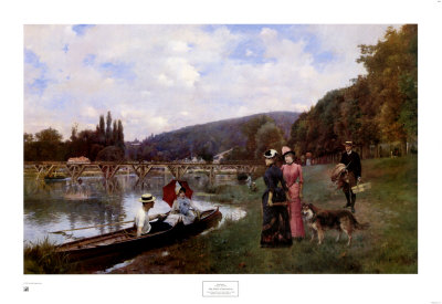 The Seine At Bougival, 1885 by Julius Stewart Pricing Limited Edition Print image