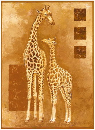 Mother Giraffe With Young by Philippe Genevrey Pricing Limited Edition Print image