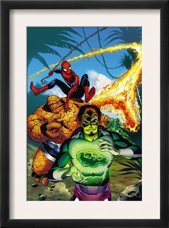 Spider-Man Family #7 Cover: Spider-Man, Thing, Looter And Human Torch by Karl Kesel Pricing Limited Edition Print image