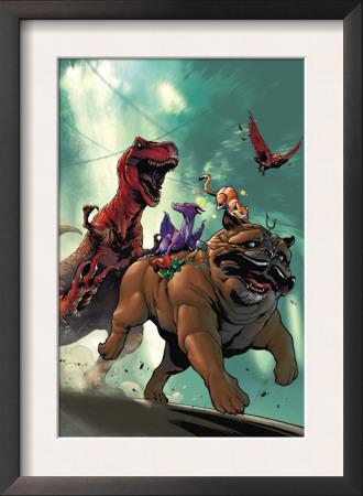 Lockjaw And The Pet Avengers #2 Cover: Lockjaw, Lockheed And Devil Dinosaur by Karl Kerschl Pricing Limited Edition Print image