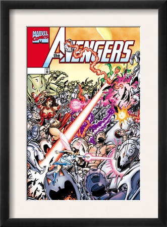 Avengers #20 Cover: Ultron, Scarlet Witch, Wonder Man, Vision, Wasp And Avengers by George Perez Pricing Limited Edition Print image