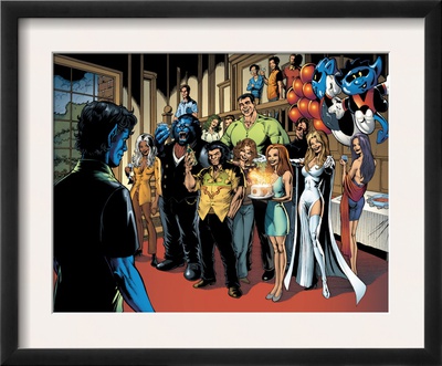 Handbook: X-Men 2005 Group: Nightcrawler, Wolverine, Beast, Emma Frost, Colossus And Storm by Darick Robertson Pricing Limited Edition Print image
