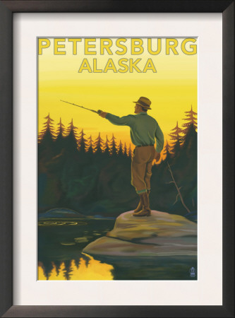 Fisherman Casting - Petersburg, Alaska, C.2009 by Lantern Press Pricing Limited Edition Print image