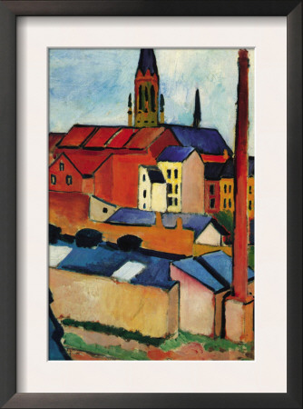 St. Mary's Church With Houses And Chimney by Auguste Macke Pricing Limited Edition Print image