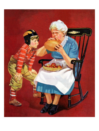 Grandma And Football, October 26, 1940 by Russell Sambrook Pricing Limited Edition Print image