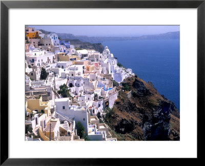 Mountains With Cliffside White Buildings In Santorini, Greece by Bill Bachmann Pricing Limited Edition Print image