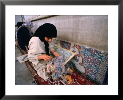 Women Weaving Carpets In Factory, Esfahan, Iran by Phil Weymouth Pricing Limited Edition Print image
