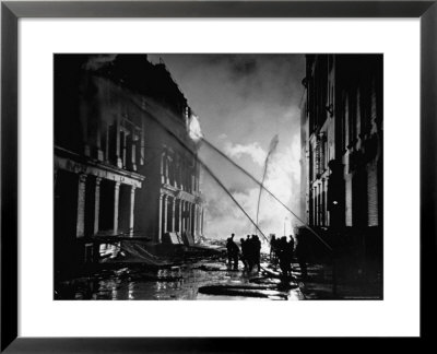 London Auxiliary Fire Service Working On A Fire Near Whitehall Caused By Incendiary Bomb by William Vandivert Pricing Limited Edition Print image