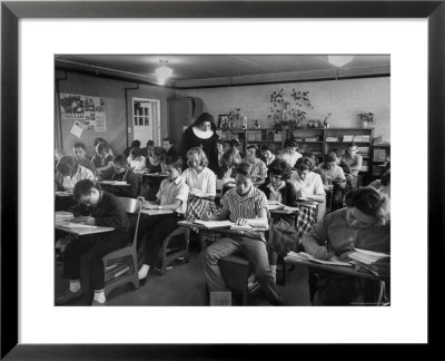 Classroom Scene At School For St. Teresa Church In New Building by Bernard Hoffman Pricing Limited Edition Print image
