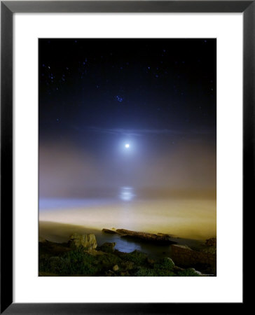 Moonset Over The Sea With Pleiades Cluster by Stocktrek Images Pricing Limited Edition Print image
