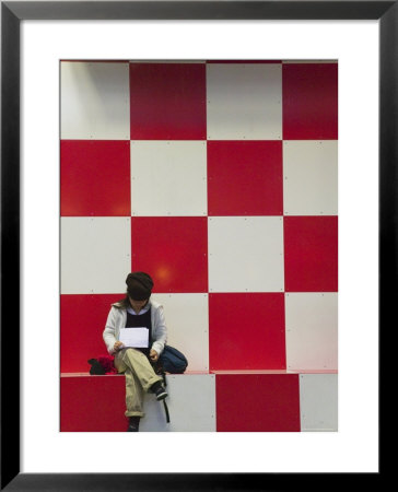 Asian Girl With Laptop At Central Station, Amsterdam, Holland by Keren Su Pricing Limited Edition Print image