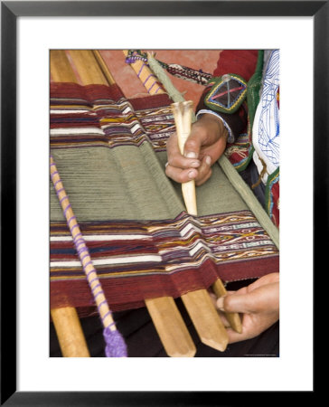 Woman In Traditional Dress, Weaving With Backstrap Loom, Chinchero, Cuzco, Peru by John & Lisa Merrill Pricing Limited Edition Print image