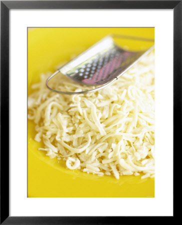 Grated Cheese With Grater On Yellow Plate by Dave King Pricing Limited Edition Print image