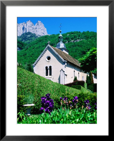Church In Village Of Talloires Near French Alps With Mountain In Background, Rhone-Alpes, France by Glenn Van Der Knijff Pricing Limited Edition Print image
